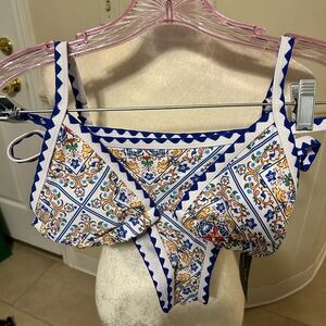 NWT Bikinx Ditsy Floral Print Cut Out Thong Micro Bikini Set/Medium